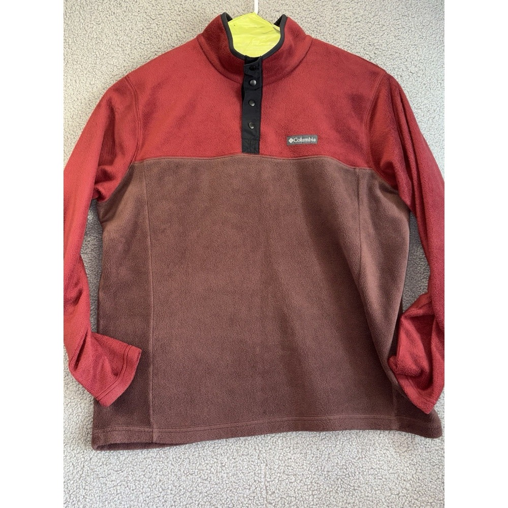 Columbia Sweater Mens‎ XL Red Fleece Pullover